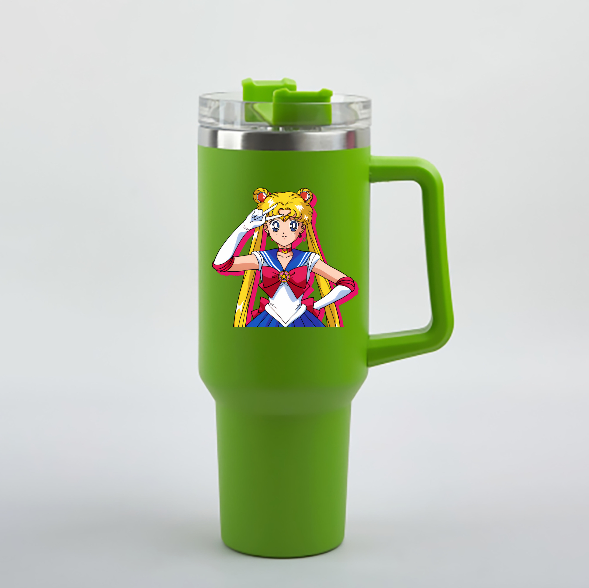 （画像用） 美少女戦士セーラームーン 月野 うさぎ つきの うさぎ Sailor Moon Tsukino Usagi 1200mL車用タンブラー - クリスタルステッカー（プラスチックストロー付き）